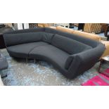 LIGNE ROSET 'YING YANG' CORNER SOFA, in charcoal grey wool, on metal supports, 260cm x 155cm.