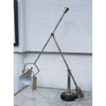 READING LAMP, adjustable, polished metal, approx. 80cm W.