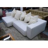 B&B ITALIA SOFA, large two seater, in neutral fabric with nine cushions, 286cm L.