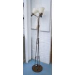 FLOOR LAMP, with white shades, mid 20th century style, 167cm H.