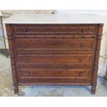 COMMODE, late 19th century French pitch pine with simulated bamboo mouldings,