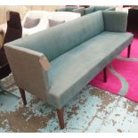 BLUE SOFA BENCH, with contrasting back, 71cm D x 86cm H x 202cm W.