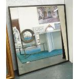 WALL MIRROR, antiqued glass, 110cm W x 121cm H.