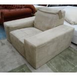 ARMCHAIR, in cream suede, 108cm W.