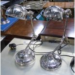 TABLE READING LAMPS, a pair, polished metal adjustable, each approx. 40cm H.