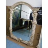 WALL MIRROR, Roman style in a stone effect, 103cm W x 134cm H.