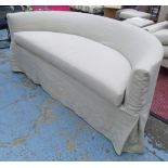 SOFA, linen loose cover of curved form, 213cm W x 83cm H x 96cm D.