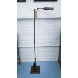 FLOOR READING LAMP, bronzed finish, approx. 130cm H.