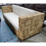 SOFA, two seater, in sea grass finish on tubular metal supports, 213cm L.