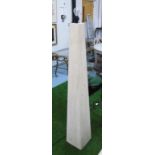 STANDARD LAMP, in travertine, of square tapering section, 153cm H.