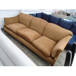 WILLIAM YEOWARD SOFA, in brown chenille, triple hump, 83cm D x 247cm W x 90cm H.