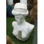 BUST, marble, of a young nude maiden 73cm x 46cm.