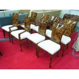 DINING CHAIRS, a set of eight, including two armchairs, in crackle design tortoiseshell effect.