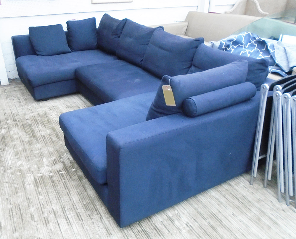 CAMERICH CORNER SOFA, in midnight blue, 160cm D x 326cm L x 92cm H.