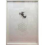 NELLY DUFF (Contemporary British), 'Balancing Bee-Honey', lithograph with gold leaf foil,