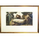 AFTER LORD FREDERICK LEIGHTON, 'Hercules fighting Death to save Alcestis', lithograph in colours,