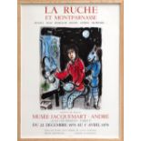 MARC CHAGALL, La Ruche et Montparnasse, original lithographic poster printed by Mourlot, Paris, 74.