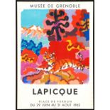 HENRI LAPIQUE, 'Tiger', lithographic poster, printed by Mourlot of Paris, 70cm x 49cm,