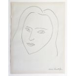 AFTER HENRI MATISSE, 'Facing Woman's portrait with long hair', lithograph, 1945,
