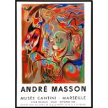 ANDRE MASSON, 1968, Lithographic Poster printed by Mourlot of Paris, Musee Cantini,