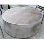 OTTOMAN, circular in chenille, 107cm W x 45cm H.