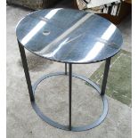 B&B ITALIA SIDE TABLE, with oval chromed top on metal supports, 55cm x 45cm x 51cm H.