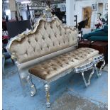 HEADBOARD, for six foot bed, Louis XV style with a pair of matching side tables,