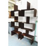 SHELVING UNITS, a pair, bespoke made industrialist style, 71cm x 33cm x 205cm H.