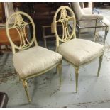 SALON 'BREAKFAST' CHAIRS, a set of six, George III, refreshed polychrome decoration,