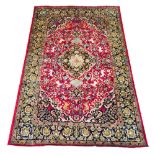 FINE PURE SILK PERSIAN TEHRAN DESIGN RUG, 210cm x 131cm,