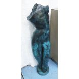 BRONZE STATUE, woman's torso in verdigris finish, 101cm H.