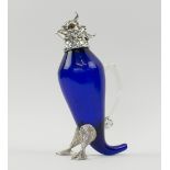 GLASS 'COCKATOO' CLARET JUG, reproduced in the 19th century manner of Alexander Crichton, 28cm H.