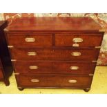 MILITARY CHEST, George IV mahogany and brass bound of two short and three long drawers,