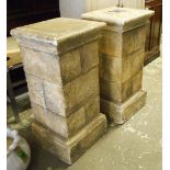 PLINTHS, a pair of substantial proportions stone effect (formerly props in the film,