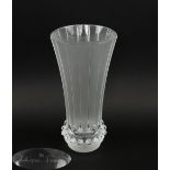 LALIQUE VASE, of flared design with band of bosses to base, inscribed 'Lalique, France' to bottom,