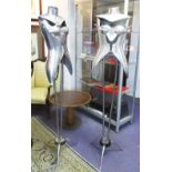 MANNEQUINS, a pair, by Nigel Coats for Jigsaw, Kings Road, 1993, aluminium and steel, 180cm H.