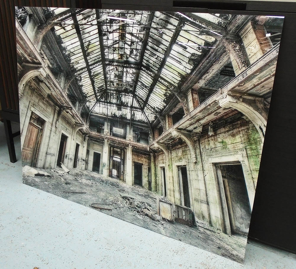 PHOTOPRINT, of deserted building on acrylic, 160cm x 120cm.