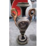 FLOOR STANDING VASE, with floral central motif with gilding, 100cm H.