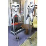 MANNEQUINS, a pair, by Nigel Coats for Jigsaw, Kings Road, 1993, aluminium and steel, 180cm H.