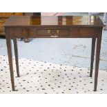 HALL TABLE, George III mahogany of adapted shallow proportions with short glove frieze drawer,