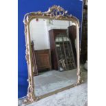 OVERMANTEL, Victorian giltwood and gesso with leaf, flowerhead and scroll decoration,