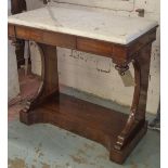 CONSOLE TABLE, 19th century mahogany with arched sides,