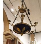 CHANDELIER, early 20th century in French Regency style, gilt bronze and painted tole,