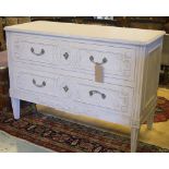 COMMODE, antique Italian style grey painted with two decorated long drawers,