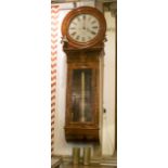 WALL CLOCK, Victorian with figured mahogany case,