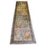 KASHMIR SILK RUNNER, 308cm x 76cm, garden design within complimentary borders.