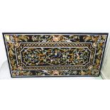 PIETRA DURA MARBLE TOP, rectangular inlaid within borders of foliage, animals and shells,