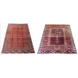 ANTIQUE BOKHARA RUG, 168cm x 117cm, together with a hatchli rug, 147cm x 125cm.