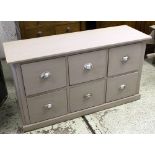 CHEST, English vintage grey painted with six drawers, 71cm H x 44cm D x 130cm W.