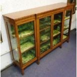 DISPLAY CABINET, Edwardian satinwood with inlay, of breakfront form,